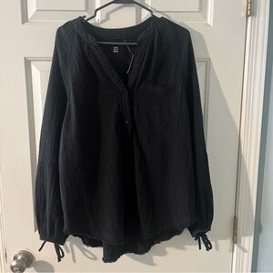 Aerie Black Button-Down Shirt
